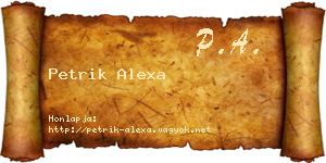 Petrik Alexa névjegykártya